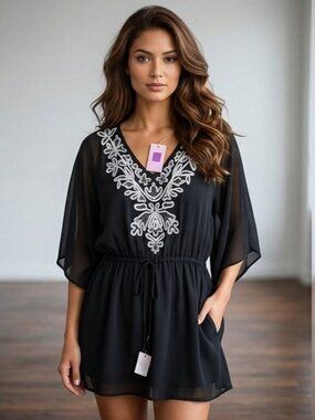 Amita Nathani L Embroidered Coverall Sequins & Drawstring Waist Resort Wear